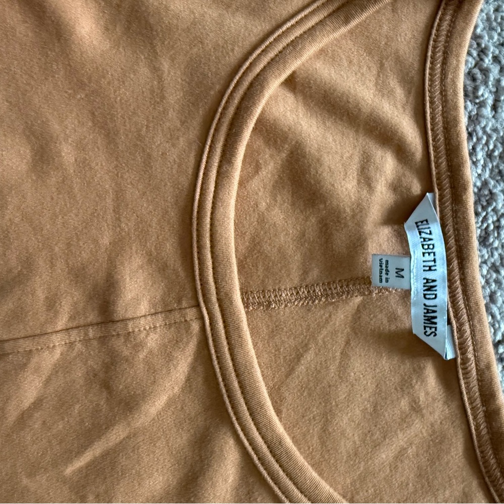 Elizabeth and James Calfan Sleeveless 100% cotton Halter burnt orange midi Dress - Picture 3 of 4